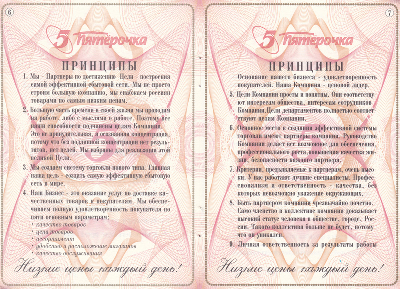 Паспорт Пятерочка