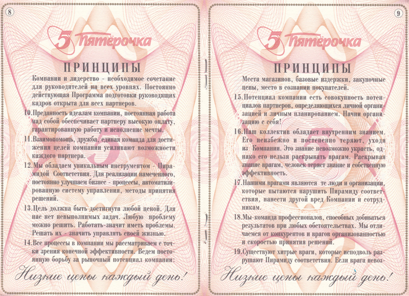 Паспорт Пятерочка